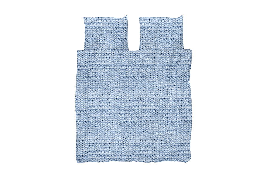 스널크 트위레 디자인 패턴 플란넬 침구세트 blue (Q)