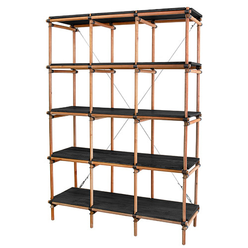 Mahogany Wood &amp; Metal shelves (122x46x180cm)