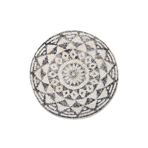 Round bath rug - black &amp; white (D80cm)