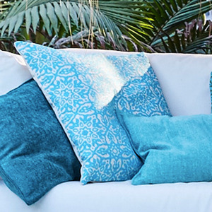 1.Tan cushion cover - olive &amp; turquoise (60x60cm)2.Tan cushion cover - turquoise (60x60cm)